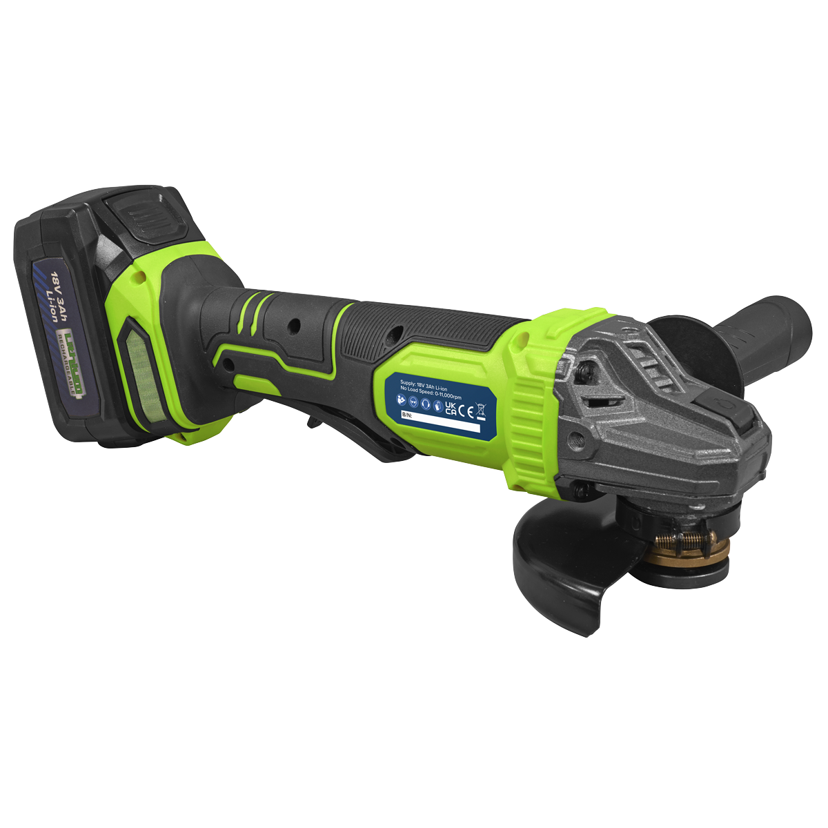 Sealey CP401LIHV 115mm Cordless Angle Grinder 18V 3Ah - Green - additional view 6