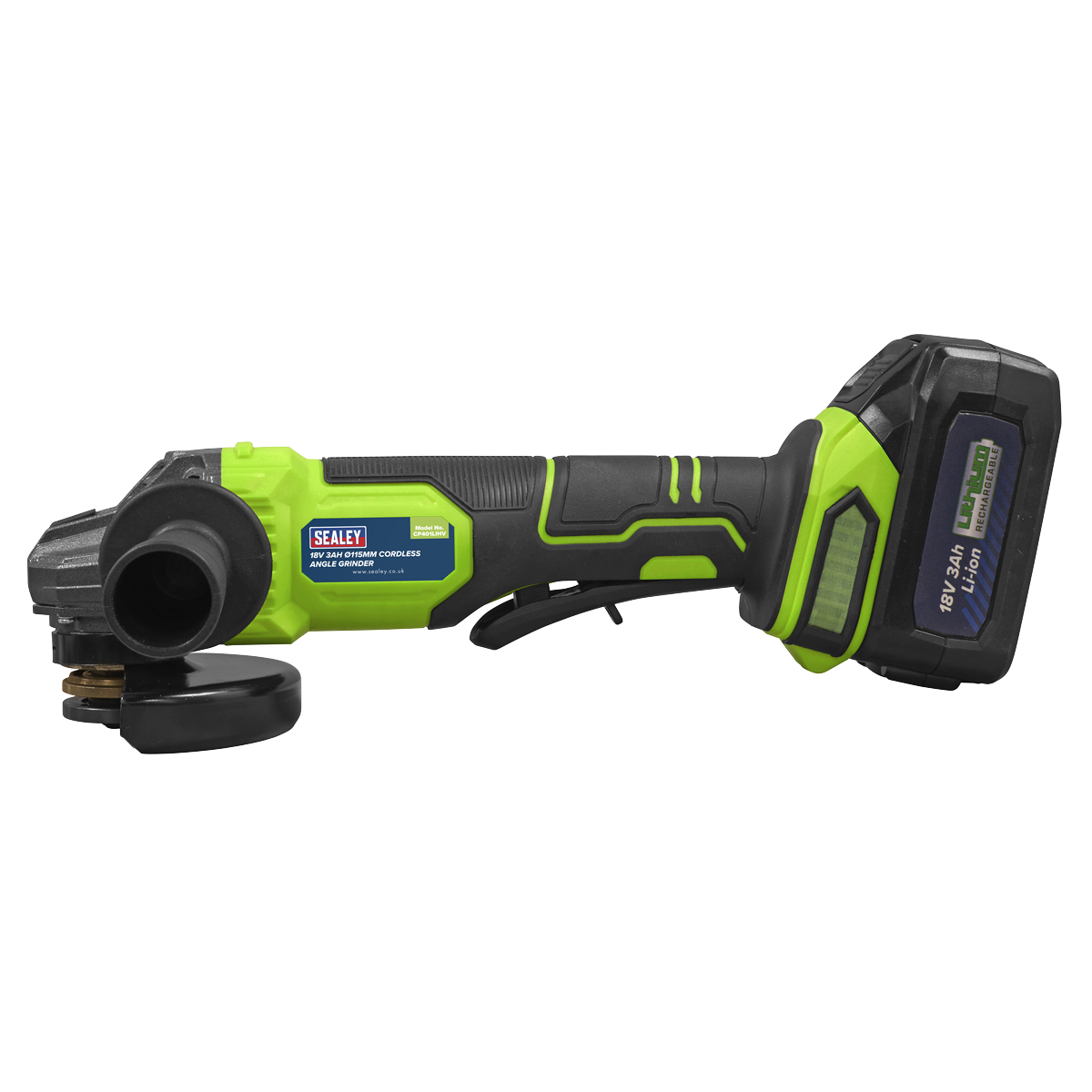 Sealey CP401LIHV 115mm Cordless Angle Grinder 18V 3Ah - Green - additional view 7