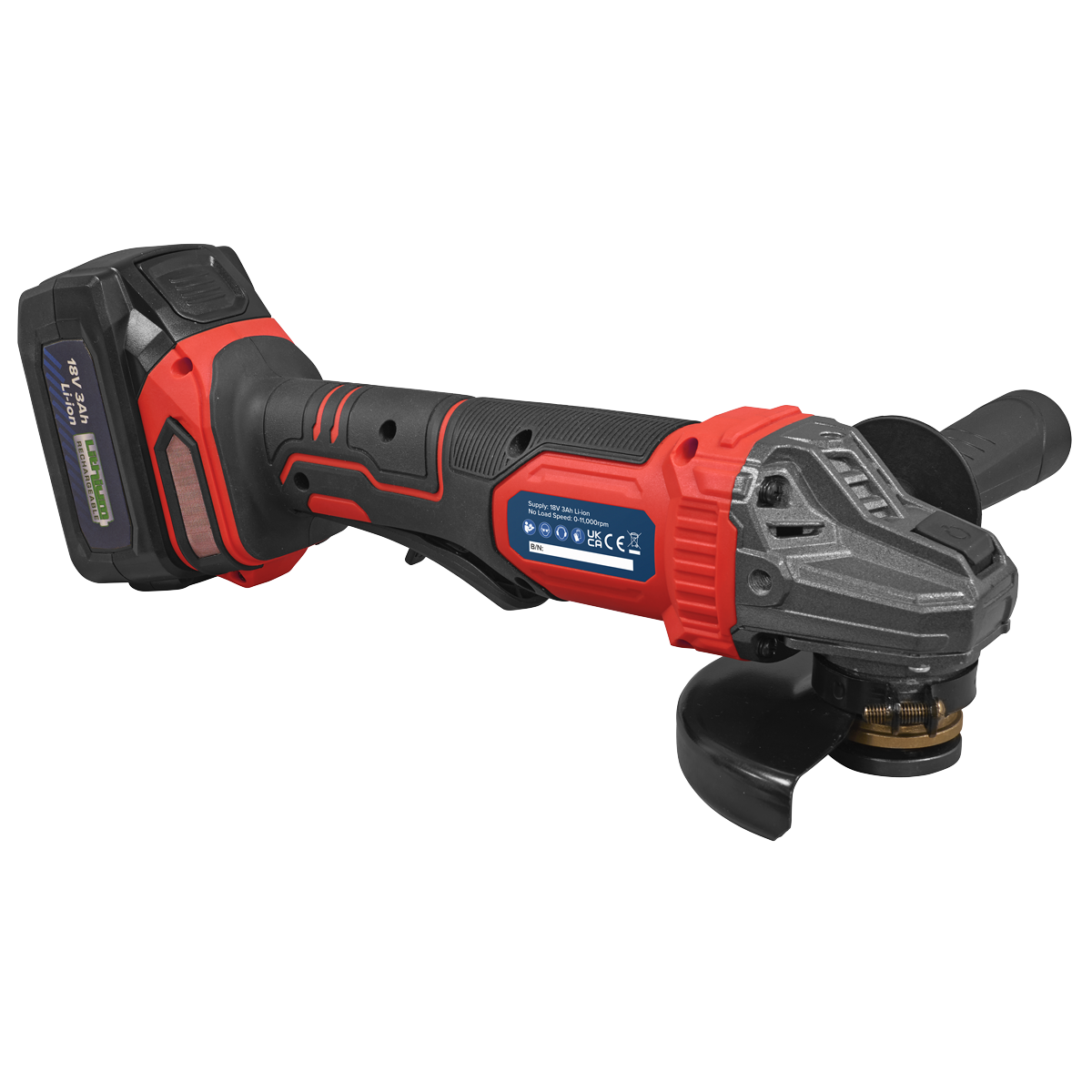 Sealey CP401LI 115mm Cordless Angle Grinder 18V 3Ah - Red - additional view 3