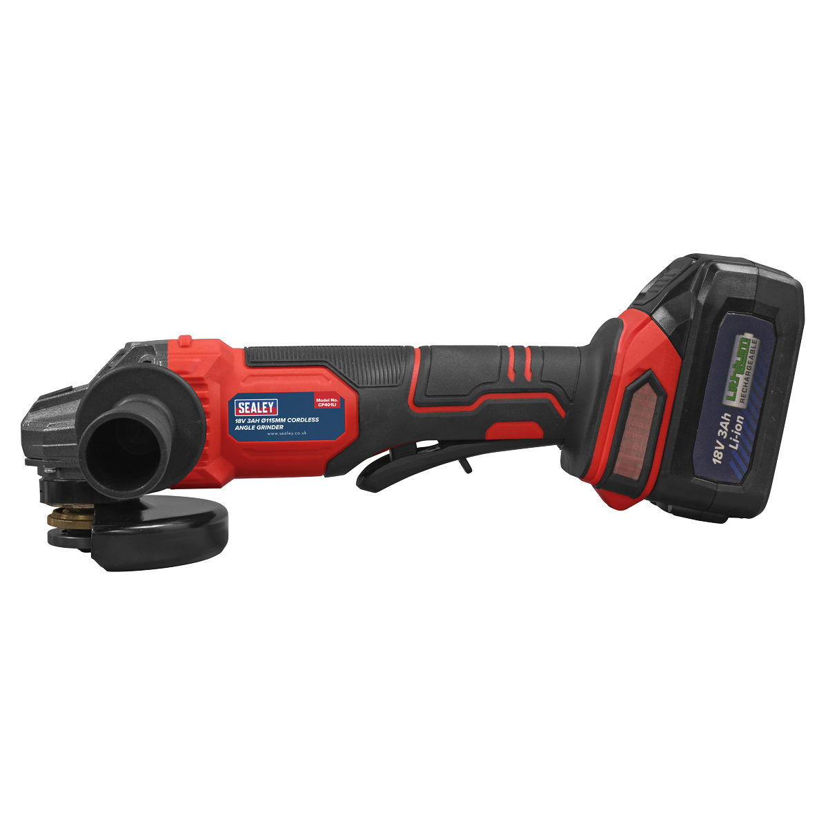 Sealey CP401LI 115mm Cordless Angle Grinder 18V 3Ah - Red - additional view 4