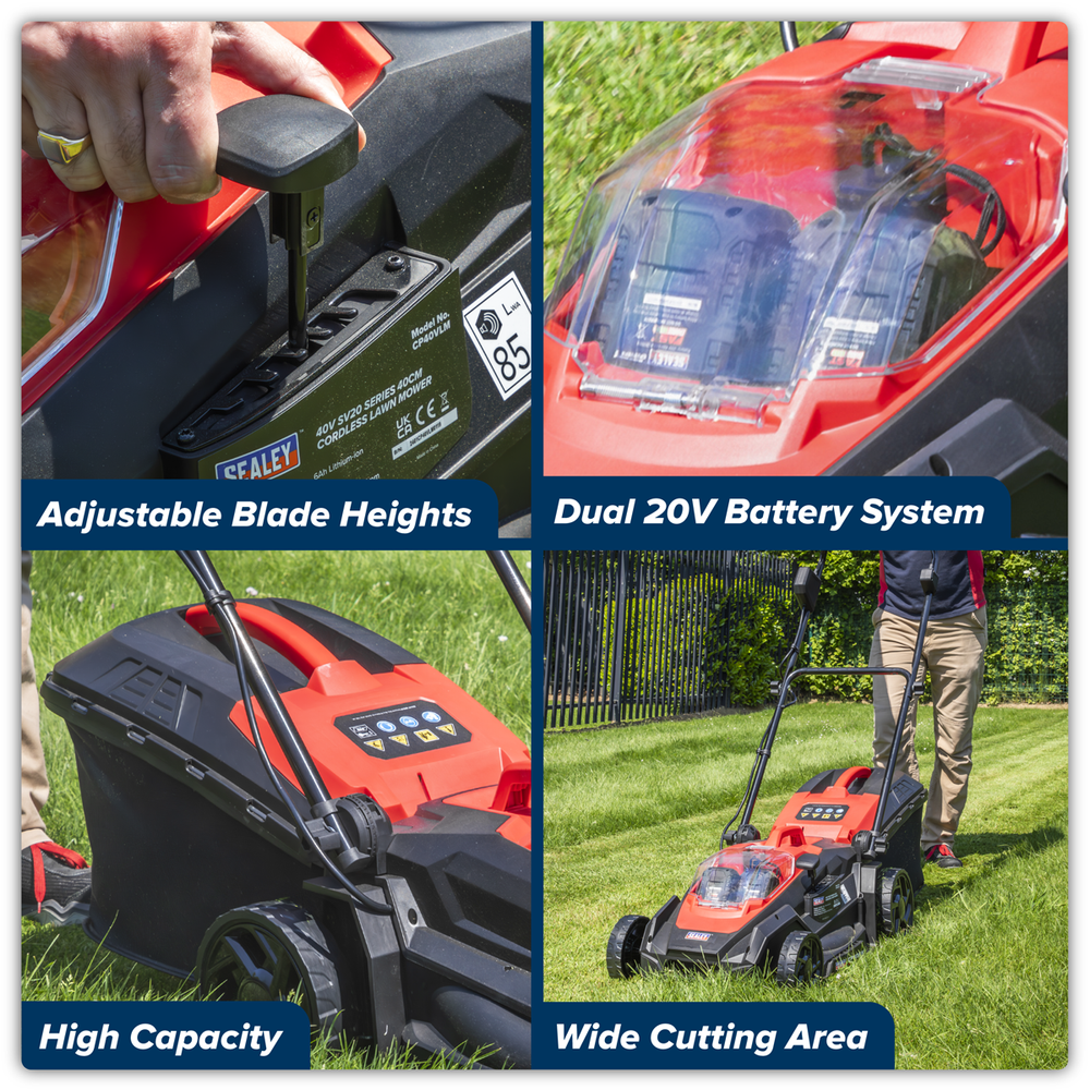 Sealey CP40VLMKIT Cordless Lawn Mower Kit 40V 4Ah SV20 Series 40cm - additional view 17