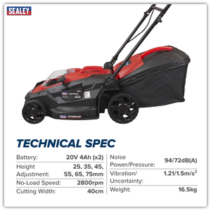Sealey CP40VLMKIT Cordless Lawn Mower Kit 40V 4Ah SV20 Series 40cm - additional view 18