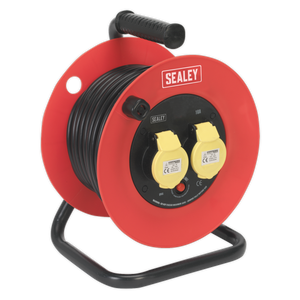 Sealey CR12515 25m Heavy-Duty Cable Reel with Thermal Trip 2 x 110V