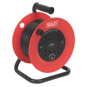 Sealey CR25/1.5 25m Heavy-Duty Cable Reel with Thermal Trip 4 x 230V