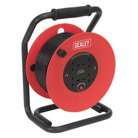 Sealey CR50/1.5 50m Heavy-Duty Cable Reel with Thermal Trip 4 x 230V