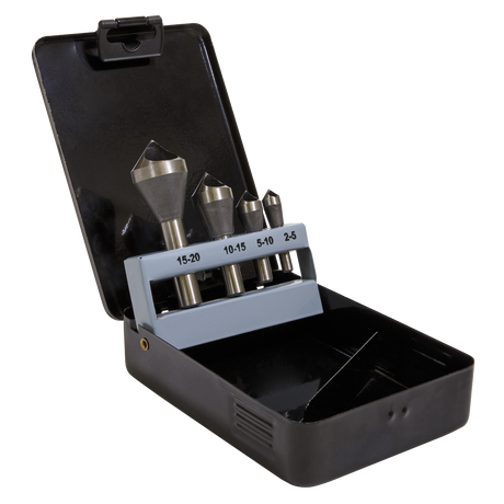 Sealey CSSET4O 90° Slotted Deburring Countersink Drill Bit Set 4pc