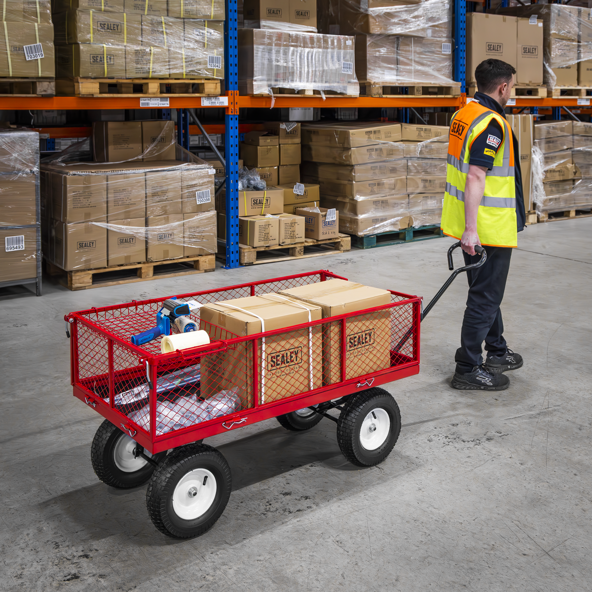 Sealey CST806 Platform Truck with Sides Pneumatic Tyres 350kg Capacity - additional view 4