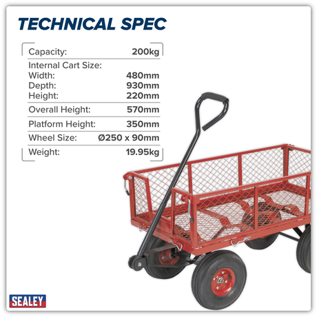 Sealey CST997 Platform Truck with Removable Sides & Pneumatic Tyres 200kg Capacity - additional view 2