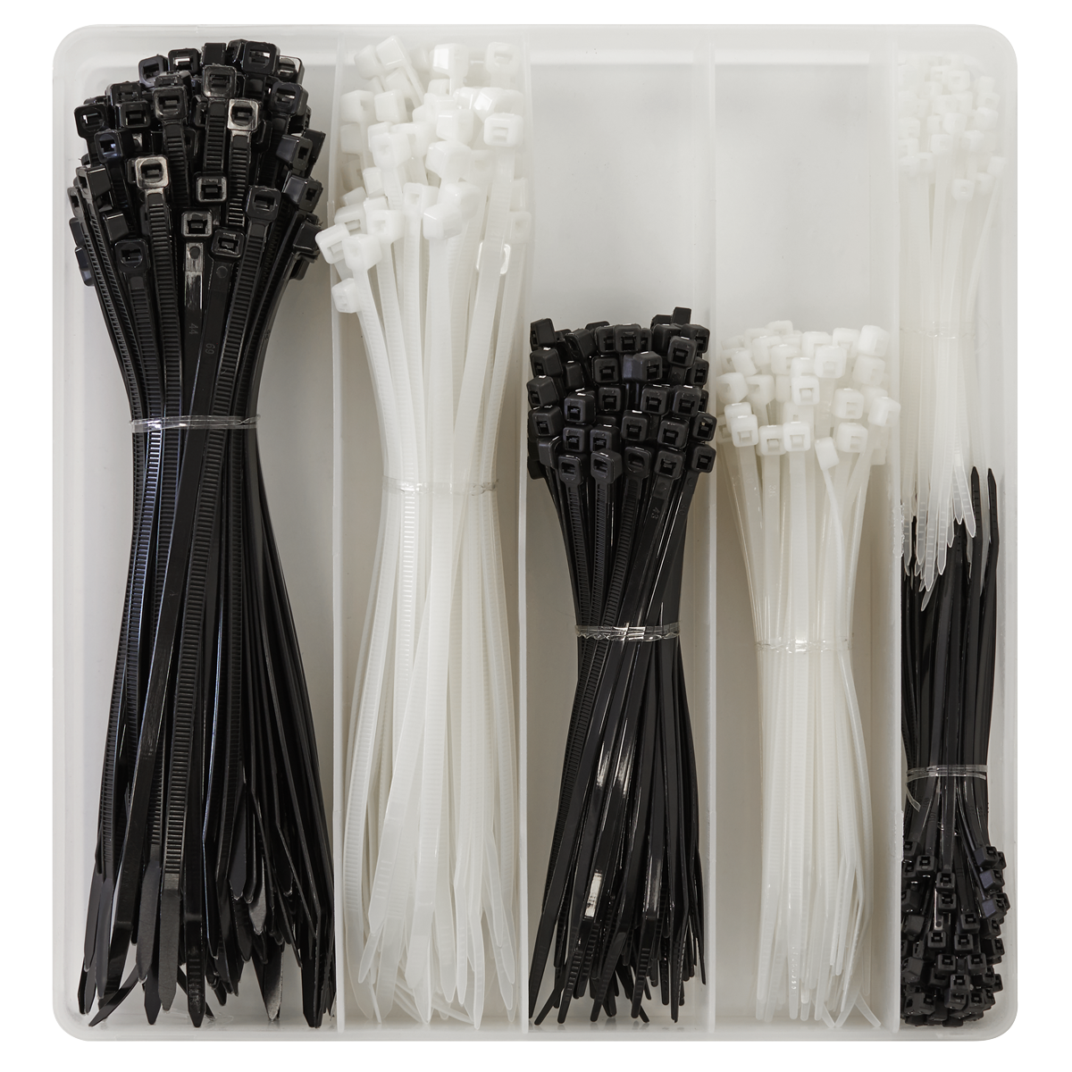 Sealey CT600BW Cable Tie Assortment, Black/White - Pack of 600 - additional view 2