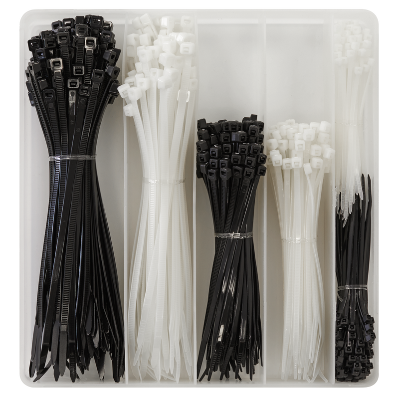Sealey CT600BW Cable Tie Assortment, Black/White - Pack of 600 - additional view 2