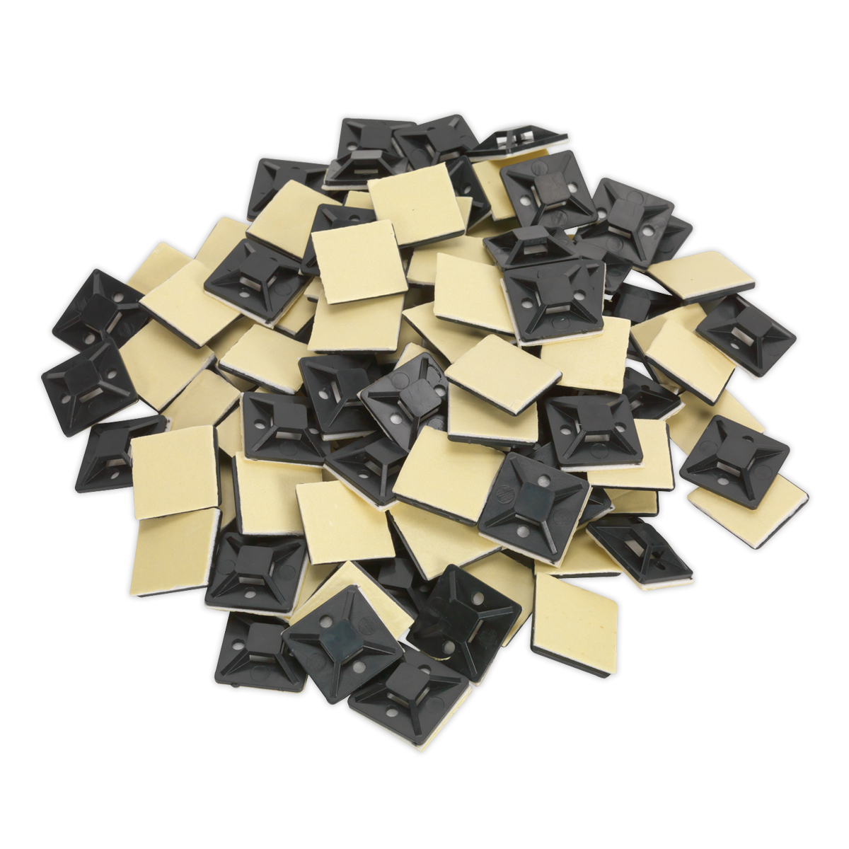 Sealey CTM2525B Self-Adhesive Cable Tie Mount 25 x 25mm, Black - Pack of 100
