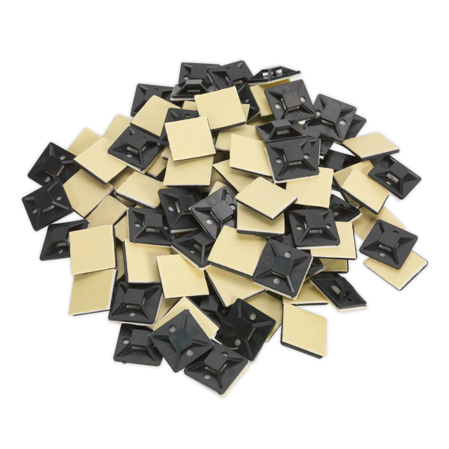 Sealey CTM2525B Self-Adhesive Cable Tie Mount 25 x 25mm, Black - Pack of 100