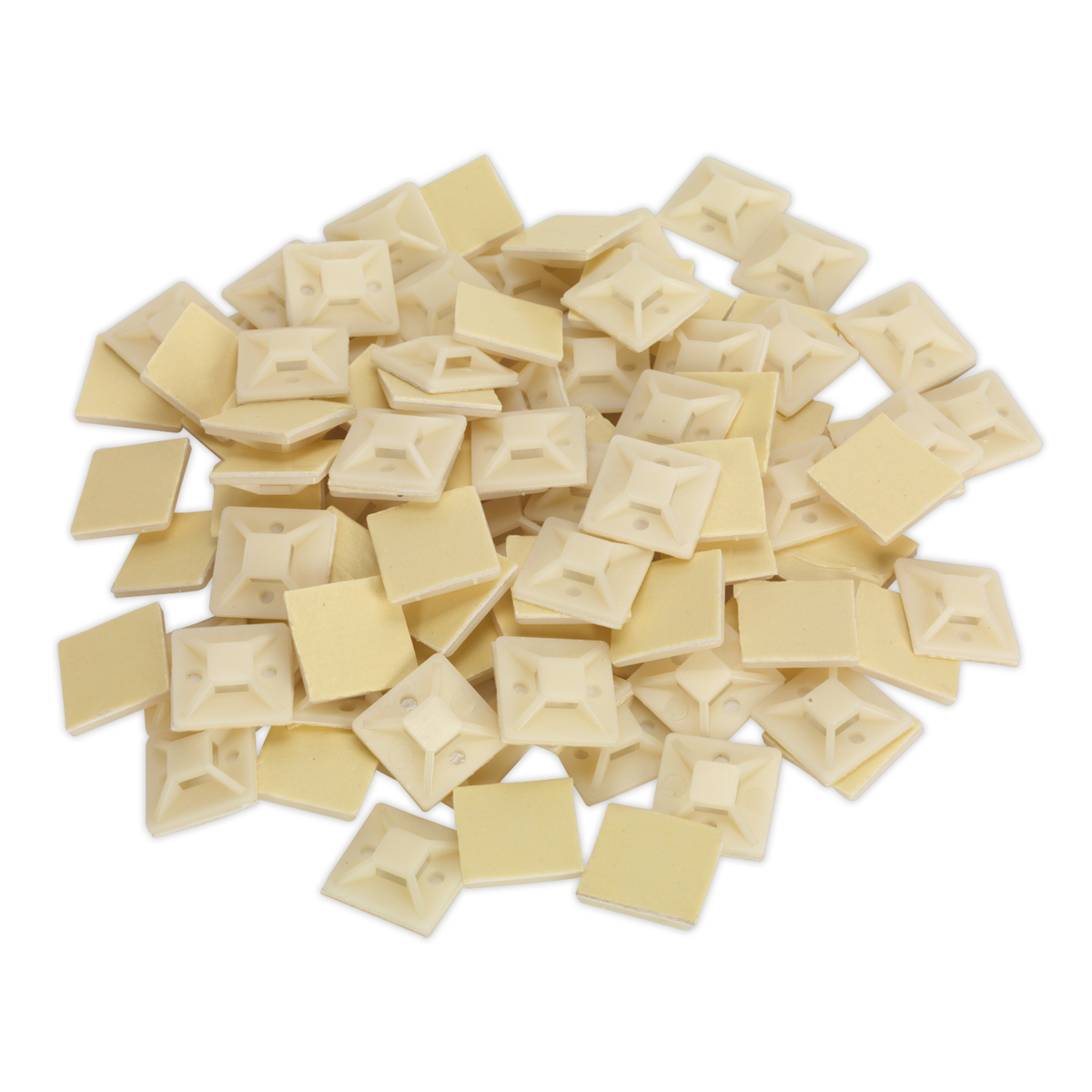 Sealey CTM2525W Self-Adhesive Cable Tie Mount 25 x 25mm, White - Pack of 100