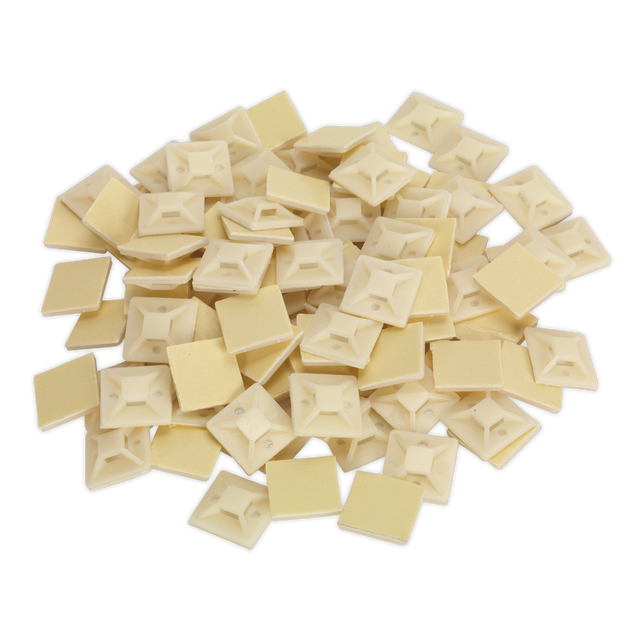 Sealey CTM2525W Self-Adhesive Cable Tie Mount 25 x 25mm, White - Pack of 100