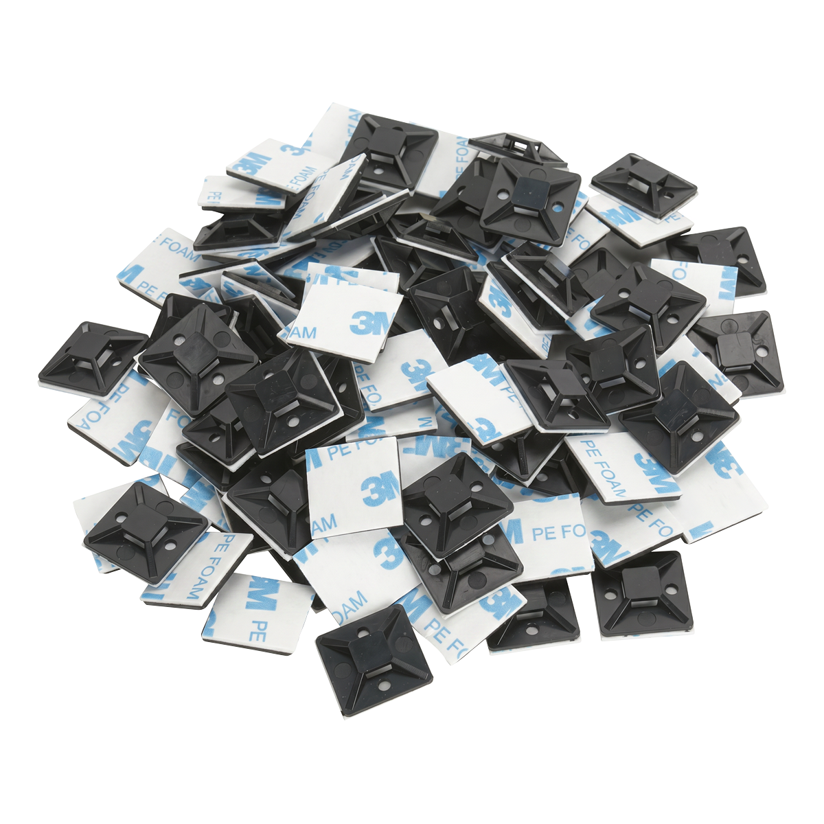 Sealey CTM3030B Self-Adhesive Cable Tie Mount 30 x 30mm, Black - Pack of 100 CTM3030B