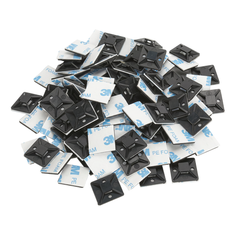 Sealey CTM3030B Self-Adhesive Cable Tie Mount 30 x 30mm, Black - Pack of 100 CTM3030B