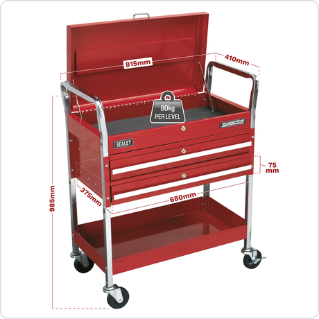 Sealey CX104 Superline PRO® Heavy-Duty Trolley with Lockable Top 2-Level - additional view 2