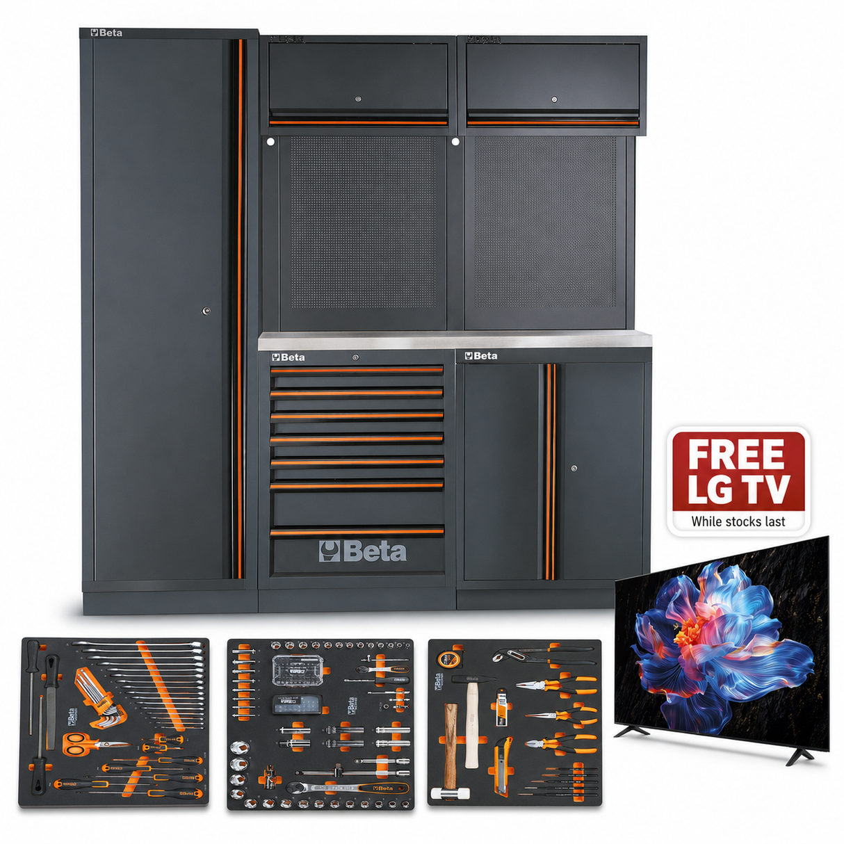 Beta C45PRO 2.0 B7X Workshop Equipment Combination with 196 Tools + Free 55" LG TV