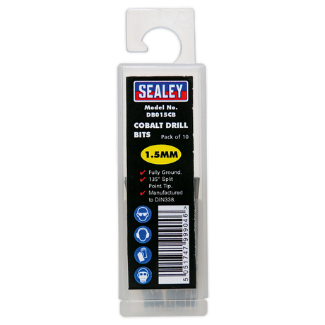 Sealey DB015CB HSS Cobalt Fully Ground Drill Bit 1.5mm - Pack of 10 - additional view 2