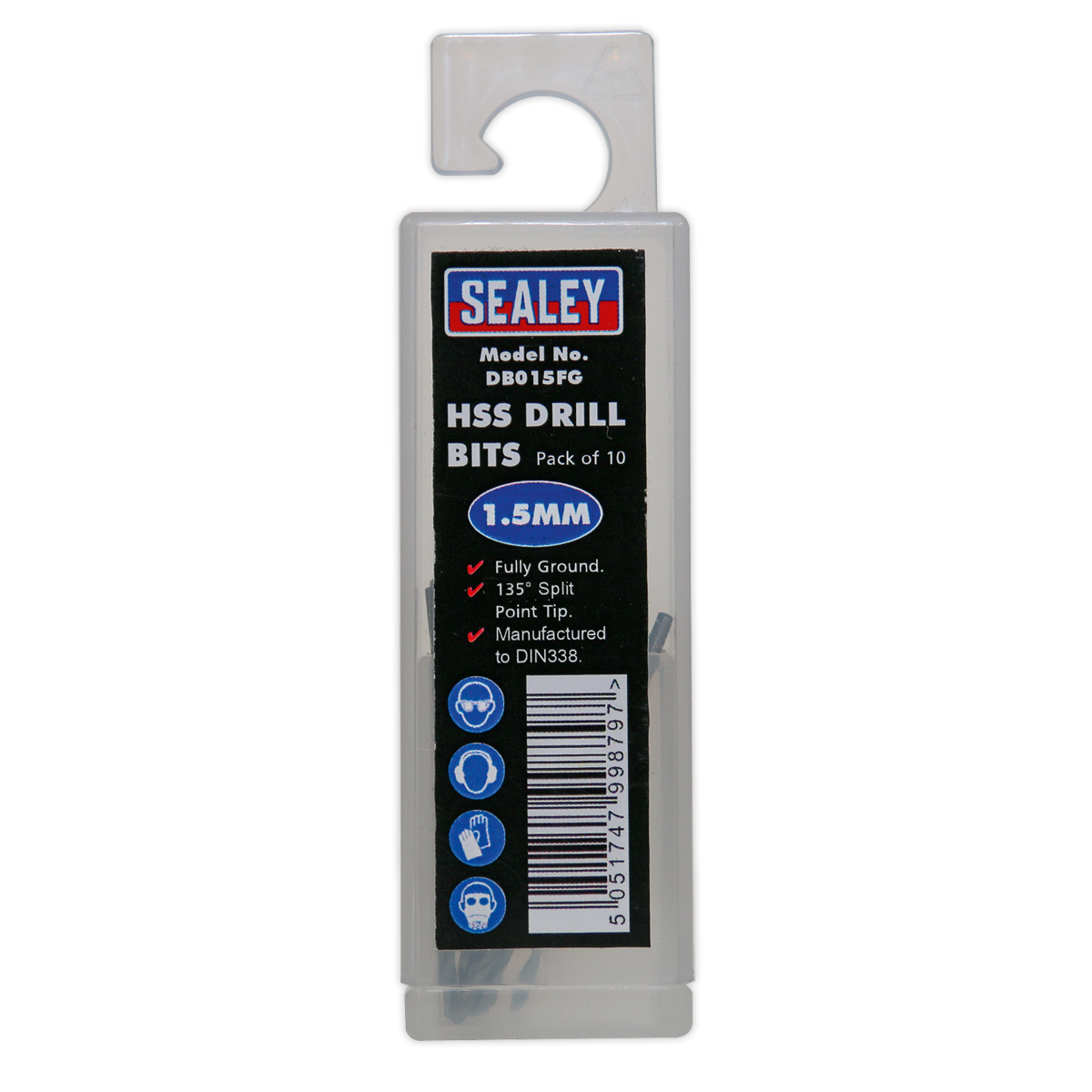 Sealey DB015FG HSS Fully Ground Drill Bit 1.5mm - Pack of 10 - additional view 2
