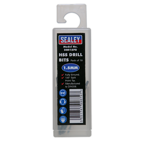 Sealey DB015FG HSS Fully Ground Drill Bit 1.5mm - Pack of 10 - additional view 2