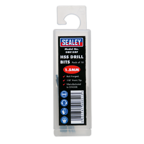 Sealey DB015RF HSS Roll Forged Drill Bit 1.5mm - Pack of 10 - additional view 2