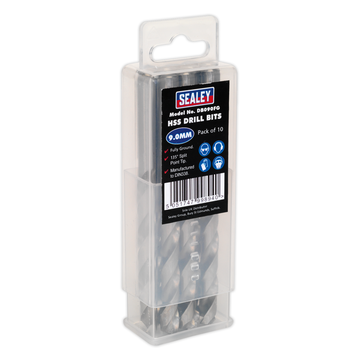Sealey DB090FG HSS Fully Ground Drill Bit 9mm - Pack of 10 - additional view 3