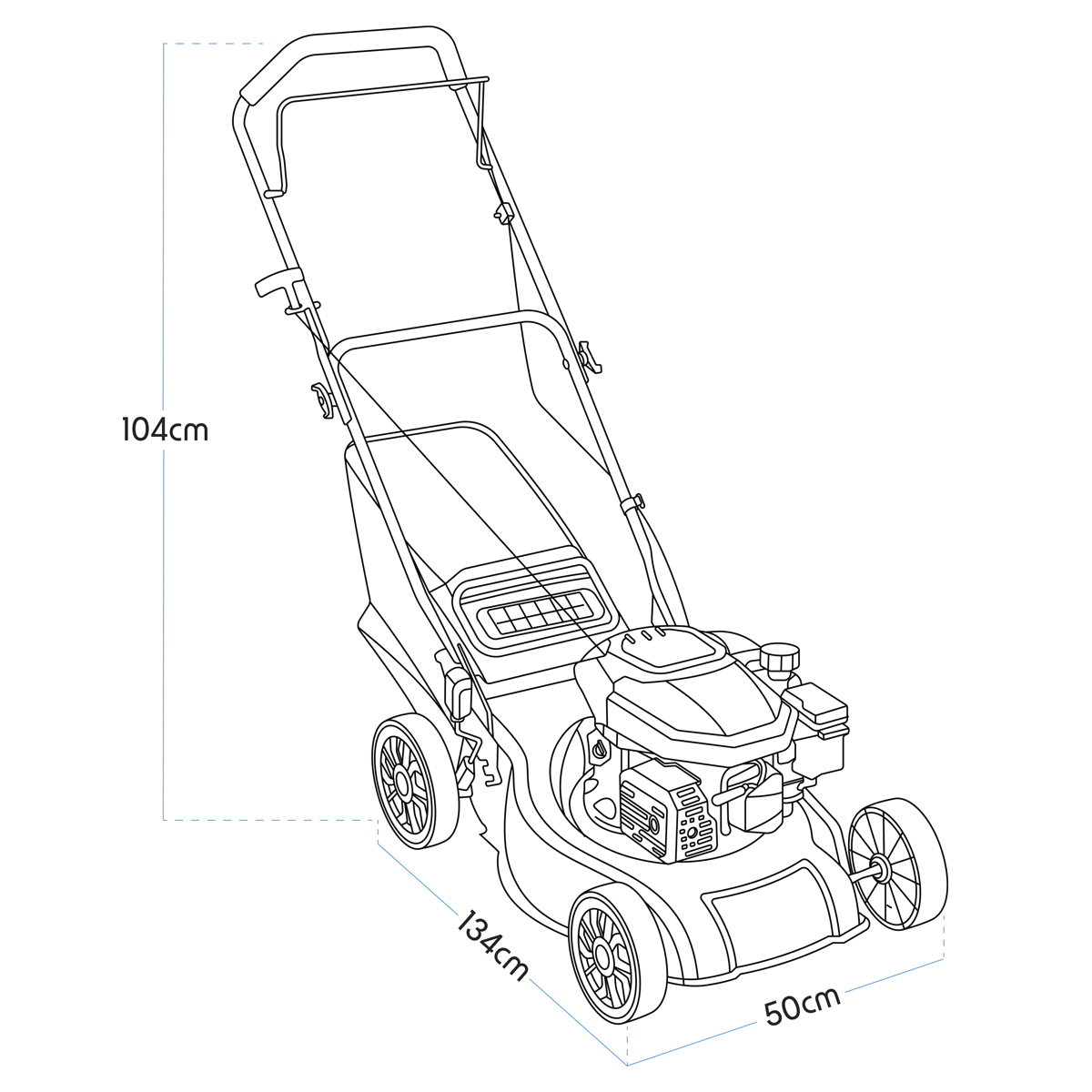 Dellonda DG100 Hand-Propelled Petrol Lawnmower Grass Cutter, 127cc 16"/41cm 4-Stroke - additional view 14