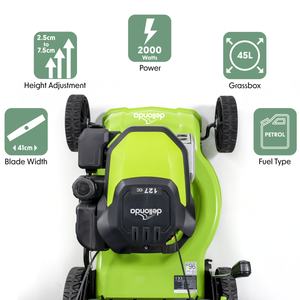 Dellonda DG100 Hand-Propelled Petrol Lawnmower Grass Cutter, 127cc 16"/41cm 4-Stroke - additional view 12