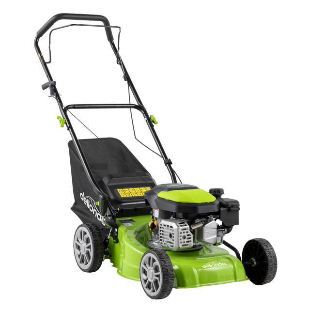 Dellonda DG100 Hand-Propelled Petrol Lawnmower Grass Cutter, 127cc 16"/41cm 4-Stroke