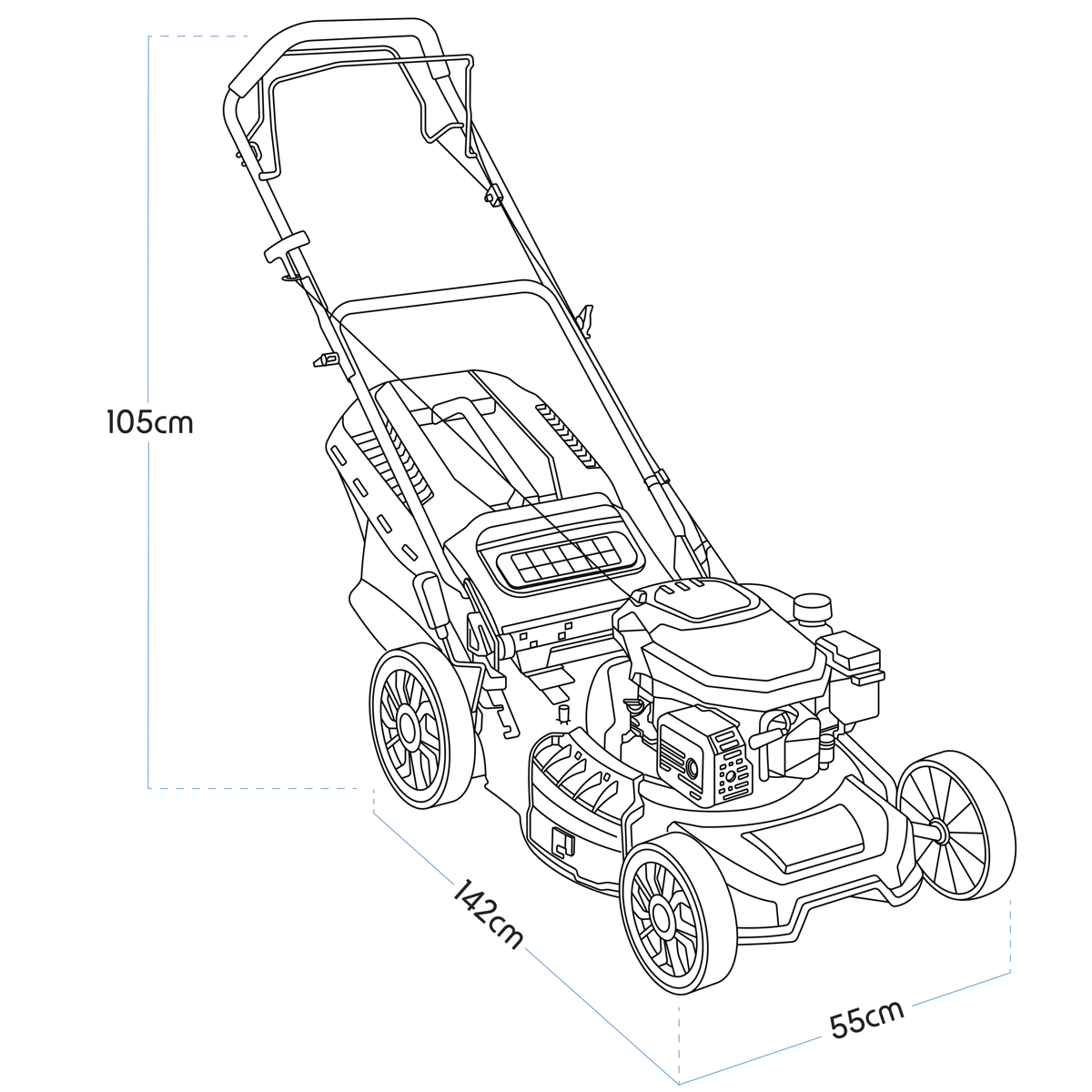 Dellonda DG101 Self-Propelled Petrol Lawnmower Grass Cutter with Height Adjustment & Grass Bag 144cc - additional view 15