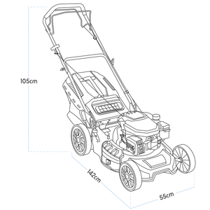 Dellonda DG101 Self-Propelled Petrol Lawnmower Grass Cutter with Height Adjustment & Grass Bag 144cc - additional view 15