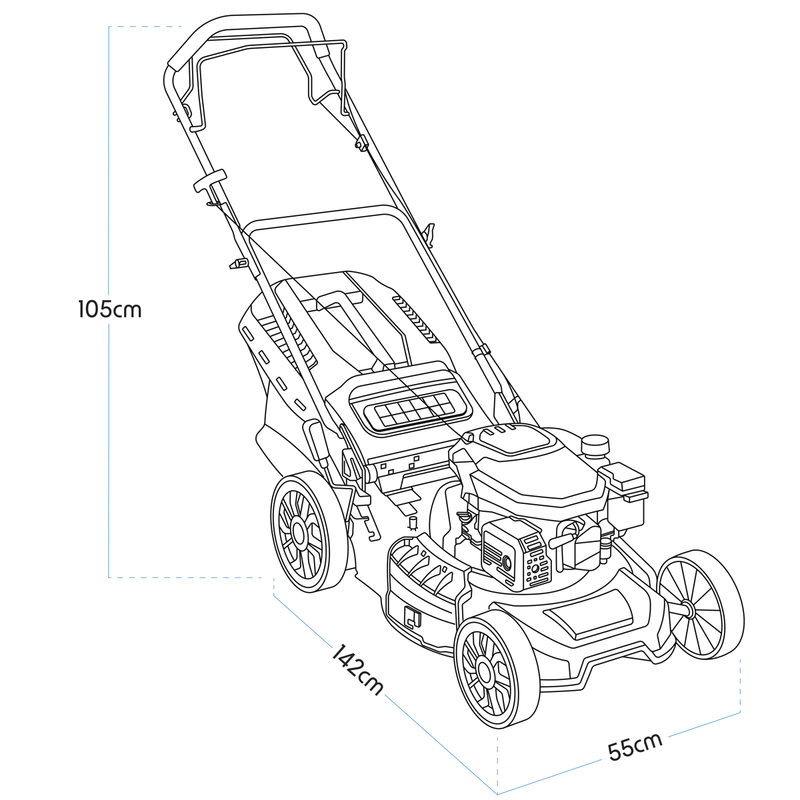 Dellonda DG101 Self-Propelled Petrol Lawnmower Grass Cutter with Height Adjustment & Grass Bag 144cc - additional view 15