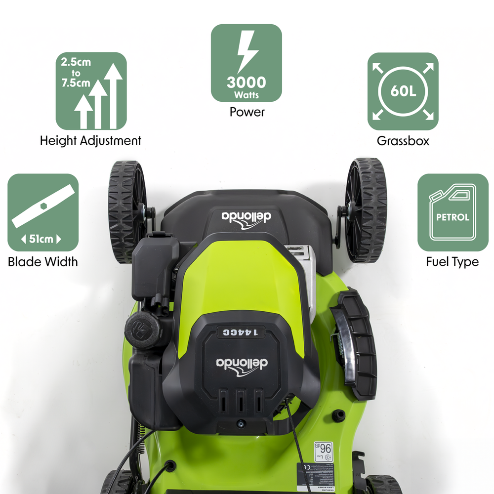 Dellonda DG101 Self-Propelled Petrol Lawnmower Grass Cutter with Height Adjustment & Grass Bag 144cc - additional view 13