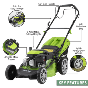 Dellonda DG101 Self-Propelled Petrol Lawnmower Grass Cutter with Height Adjustment & Grass Bag 144cc - additional view 14