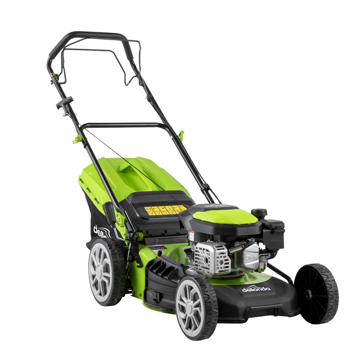 Dellonda DG101 Self-Propelled Petrol Lawnmower Grass Cutter with Height Adjustment & Grass Bag 144cc 18"/46cm 4-Stroke Engine