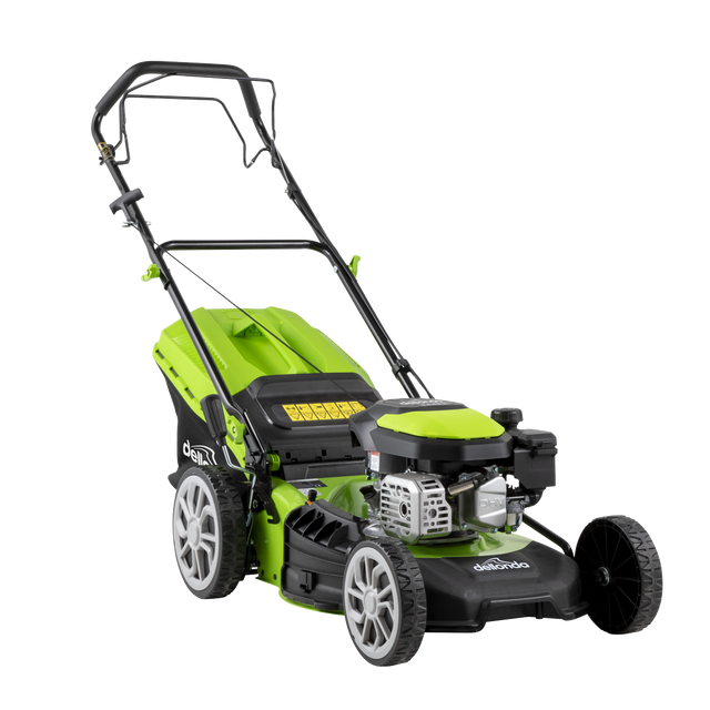 Dellonda DG101 Self-Propelled Petrol Lawnmower Grass Cutter with Height Adjustment & Grass Bag 144cc 18"/46cm 4-Stroke Engine