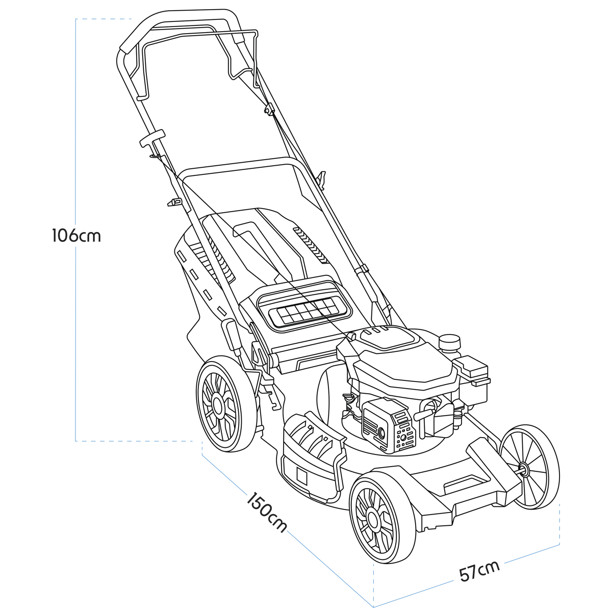Dellonda DG102 Self-Propelled Petrol Lawnmower Grass Cutter with Height Adjustment & Grass Bag 170cc - additional view 14