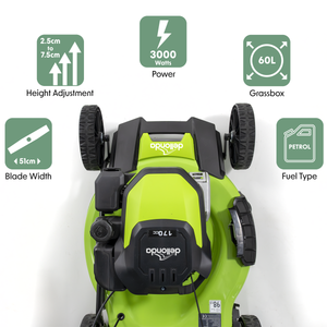 Dellonda DG102 Self-Propelled Petrol Lawnmower Grass Cutter with Height Adjustment & Grass Bag 170cc - additional view 12