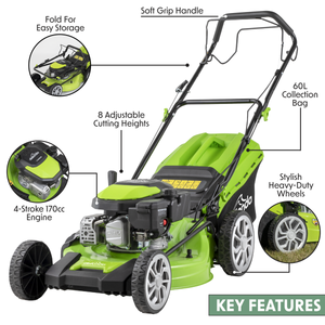 Dellonda DG102 Self-Propelled Petrol Lawnmower Grass Cutter with Height Adjustment & Grass Bag 170cc - additional view 13