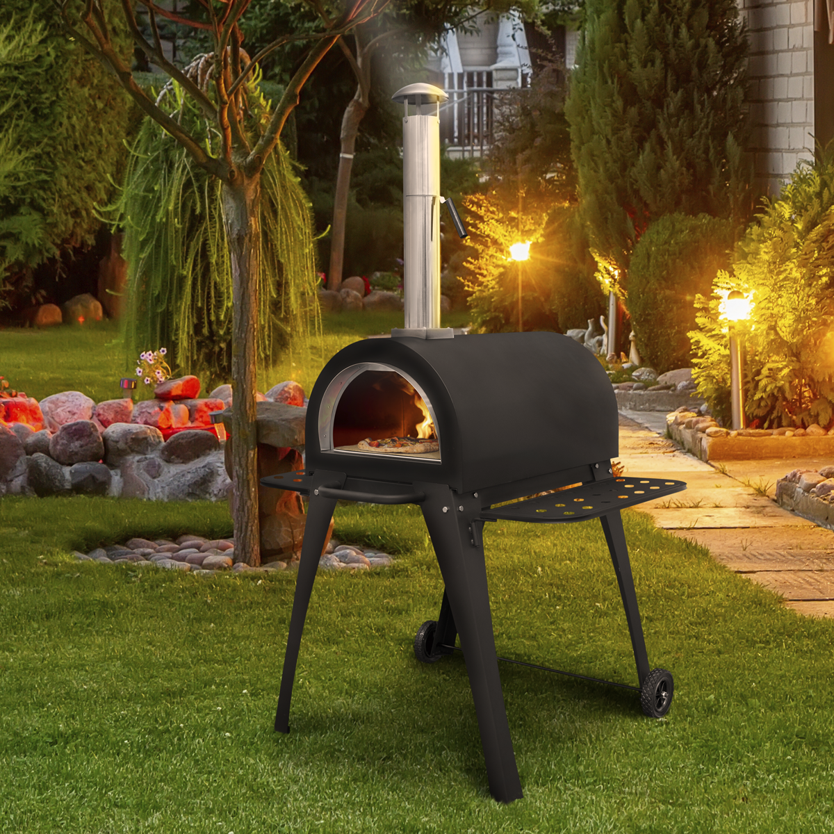 Dellonda DG103 Outdoor Wood-Fired Pizza Oven & Smoker - additional view 7