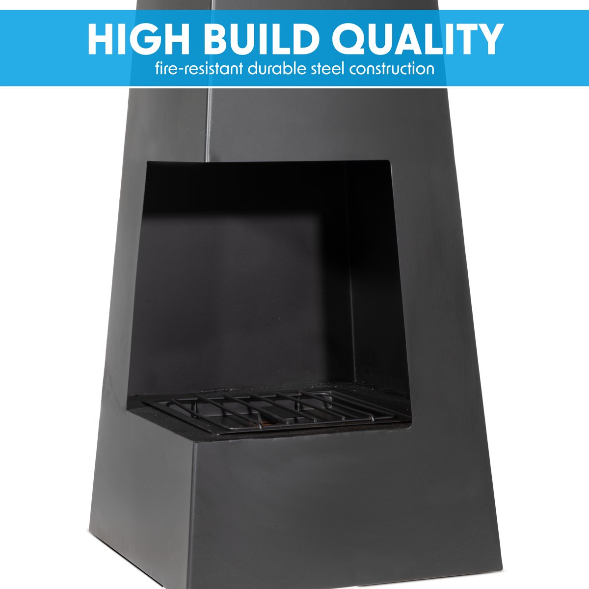 Dellonda DG105 Chiminea, Wood Burner, Heater for Outdoors W45cm x H150cm - Black Steel - additional view 14