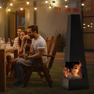 Dellonda DG105 Chiminea, Wood Burner, Heater for Outdoors W45cm x H150cm - Black Steel - additional view 11
