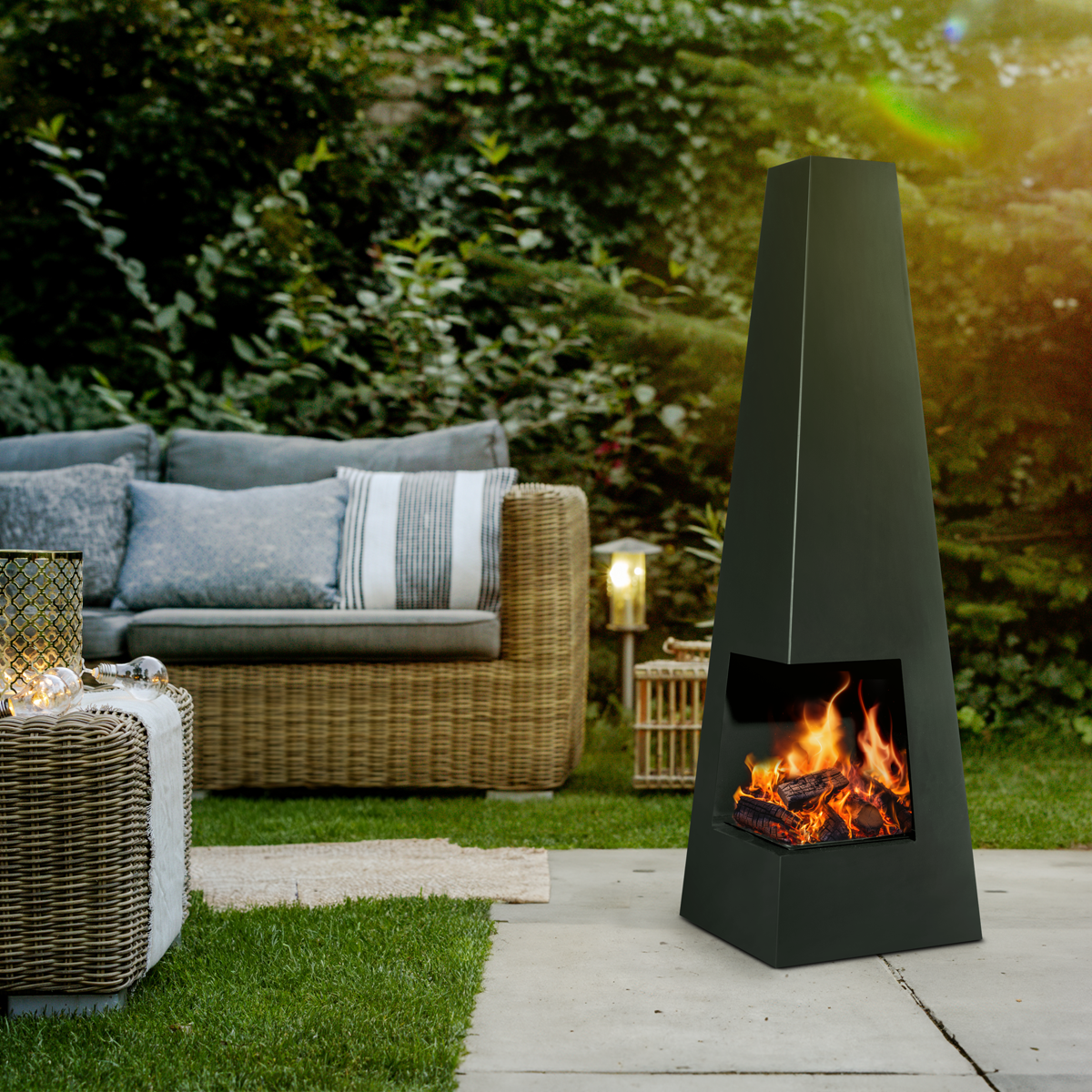 Dellonda DG105 Chiminea, Wood Burner, Heater for Outdoors W45cm x H150cm - Black Steel - additional view 7