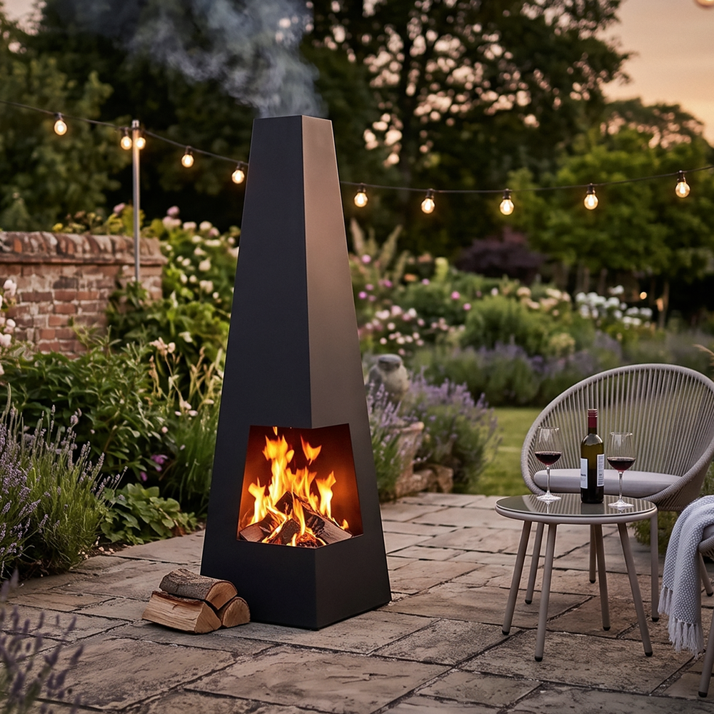 Dellonda DG105 Chiminea, Wood Burner, Heater for Outdoors W45cm x H150cm - Black Steel - additional view 12