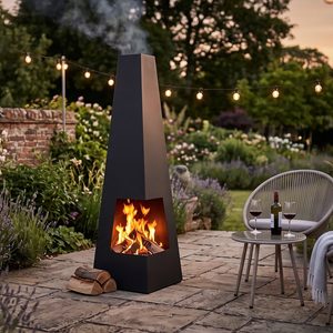 Dellonda DG105 Chiminea, Wood Burner, Heater for Outdoors W45cm x H150cm - Black Steel - additional view 12