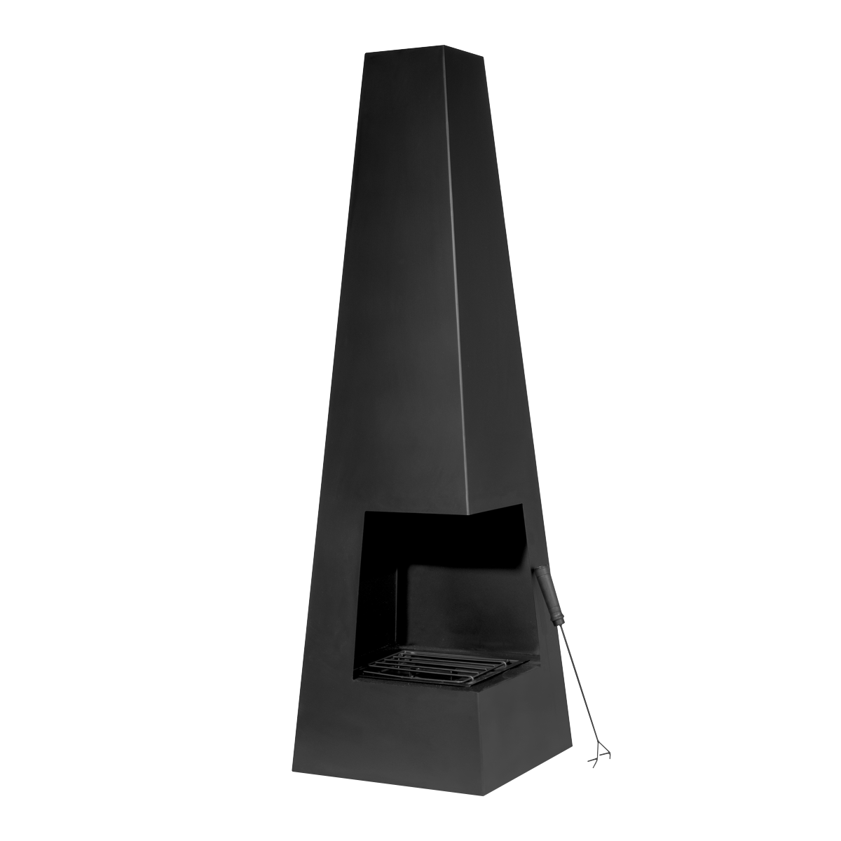 Dellonda DG105 Chiminea, Wood Burner, Heater for Outdoors W45cm x H150cm - Black Steel
