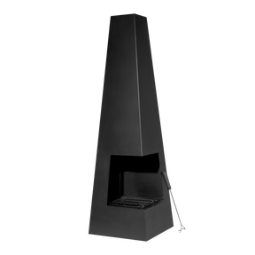 Dellonda DG105 Chiminea, Wood Burner, Heater for Outdoors W45cm x H150cm - Black Steel