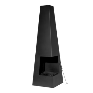Dellonda DG105 Chiminea, Wood Burner, Heater for Outdoors W45cm x H150cm - Black Steel