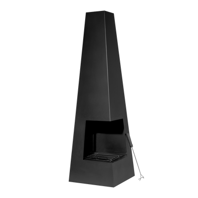 Dellonda DG105 Chiminea, Wood Burner, Heater for Outdoors W45cm x H150cm - Black Steel
